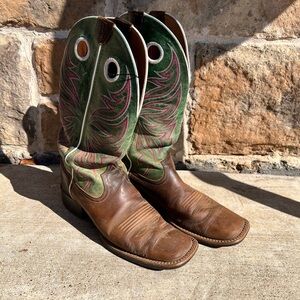Ariat Men's Brown and Green Western Boots